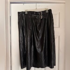 SHEIN Black Belted Midi Skirt